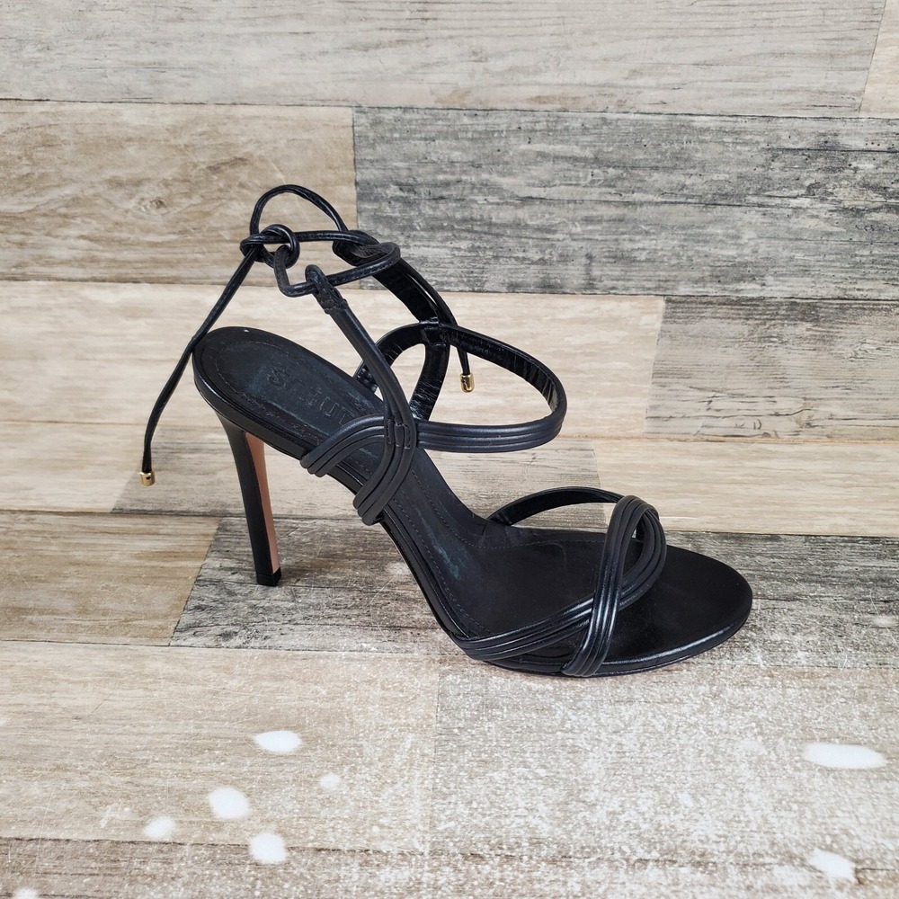 Schutz Brynn Womens Strappy Sandals Sz 8.5 Black Open Toe High Heel